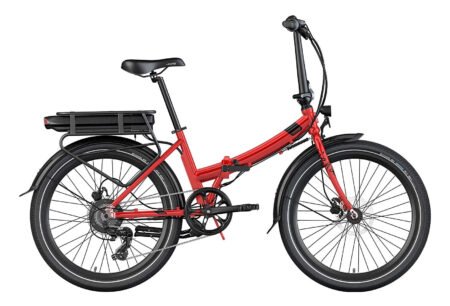 LEGEND SIENA VÉLO ELECTRIQUE PLIABLE DE VILLE SMART EBIKE ROUES DE 24 POUCES FREINS DISQUE HYDRAULIQUE BATTERIE 36V 14AH PANASONIC (504WH) ROUGE STRAWBERRY